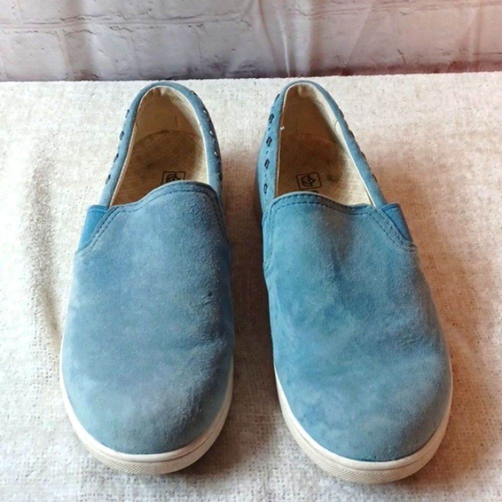 Spencer Blue Suede Studded Slip On Rubber Sole Shoes Worn Once 7.5